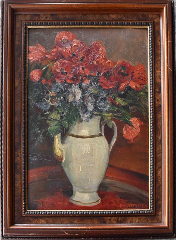 Emile Vermeersch (Belgio 1870 - 1952), attribuito a, Vaso con fiori