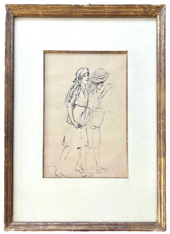 Thèophile Alexandre Steinlen (Losanna 1859 - Parigi 1923), attribuito a, Deux jeunes filles