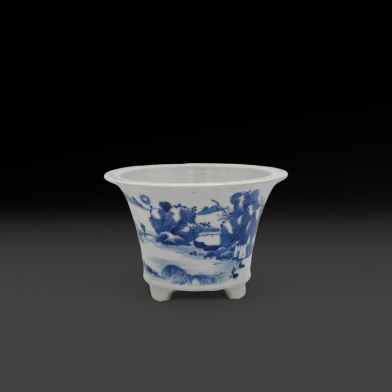 Cachepot cinese bianco blu