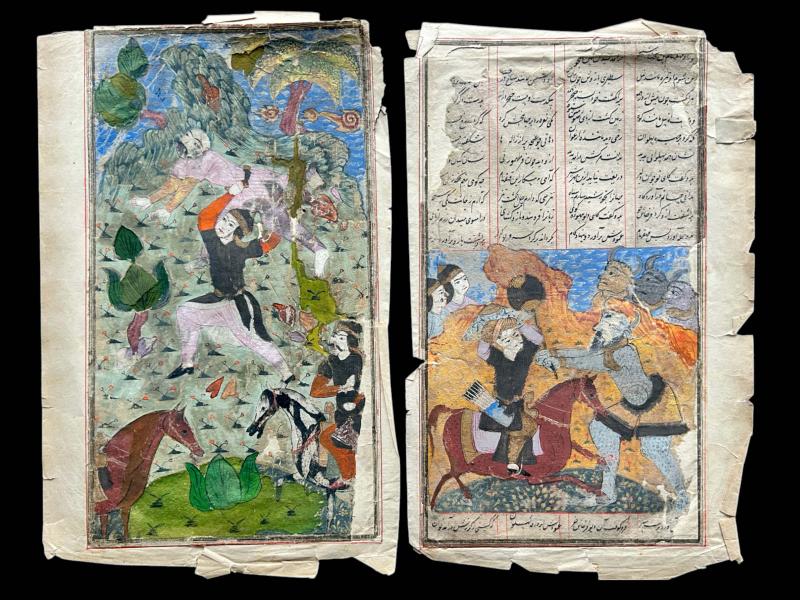 Due frammenti illustrati da uno Shahnameh 