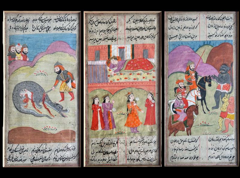 Tre pagine illustrate da uno Shahnameh 